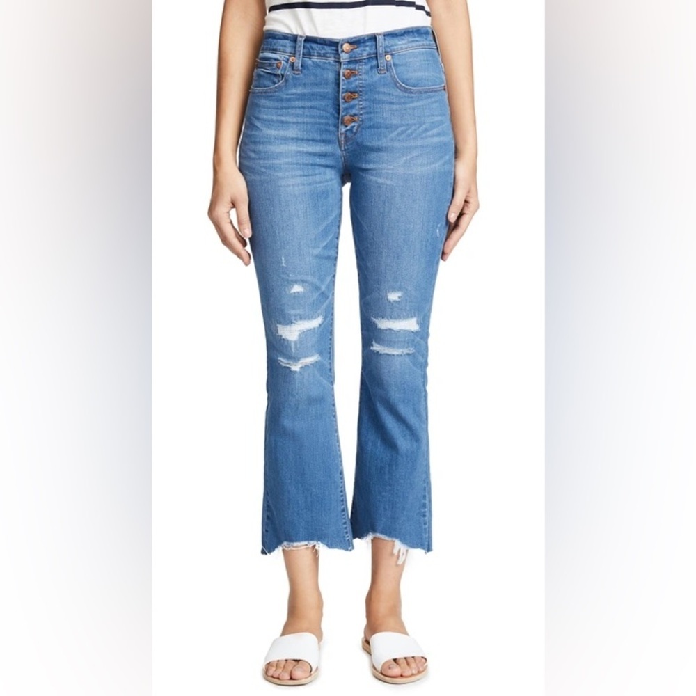 Madewell Cali Demi-Boot Button Fly Stretch Mid Rise Ankle Length Jeans Size 26